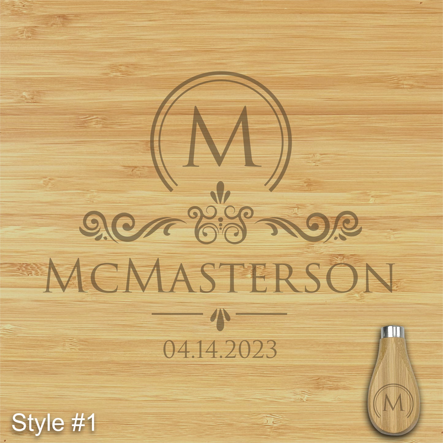 Custom Engraved Charcuterie Board and Tools - 13.5" x 13.5"